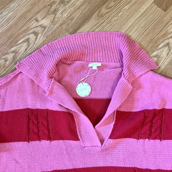NWT,Anthro’s Oddy,Pink & Red Striped Oversized Sweater,Soft, Strechy, Size 1X - Picture 4 of 13